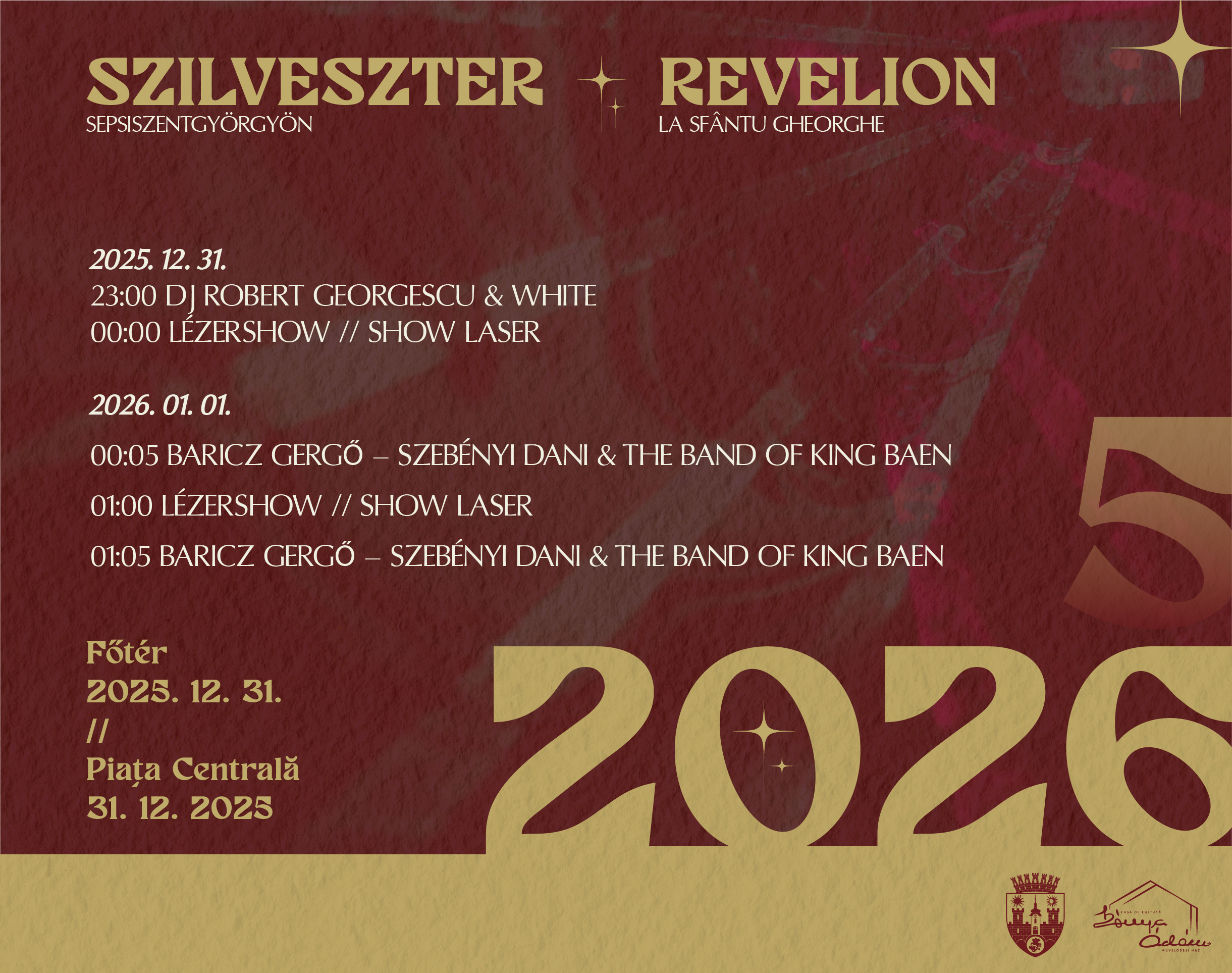 Sepsiszentgyörgyön koncertekkel és látványos lézershow-val köszöntik az újévet Sepsiszentgyörgyön koncertekkel és látványos lézershow-val köszöntik az újévet